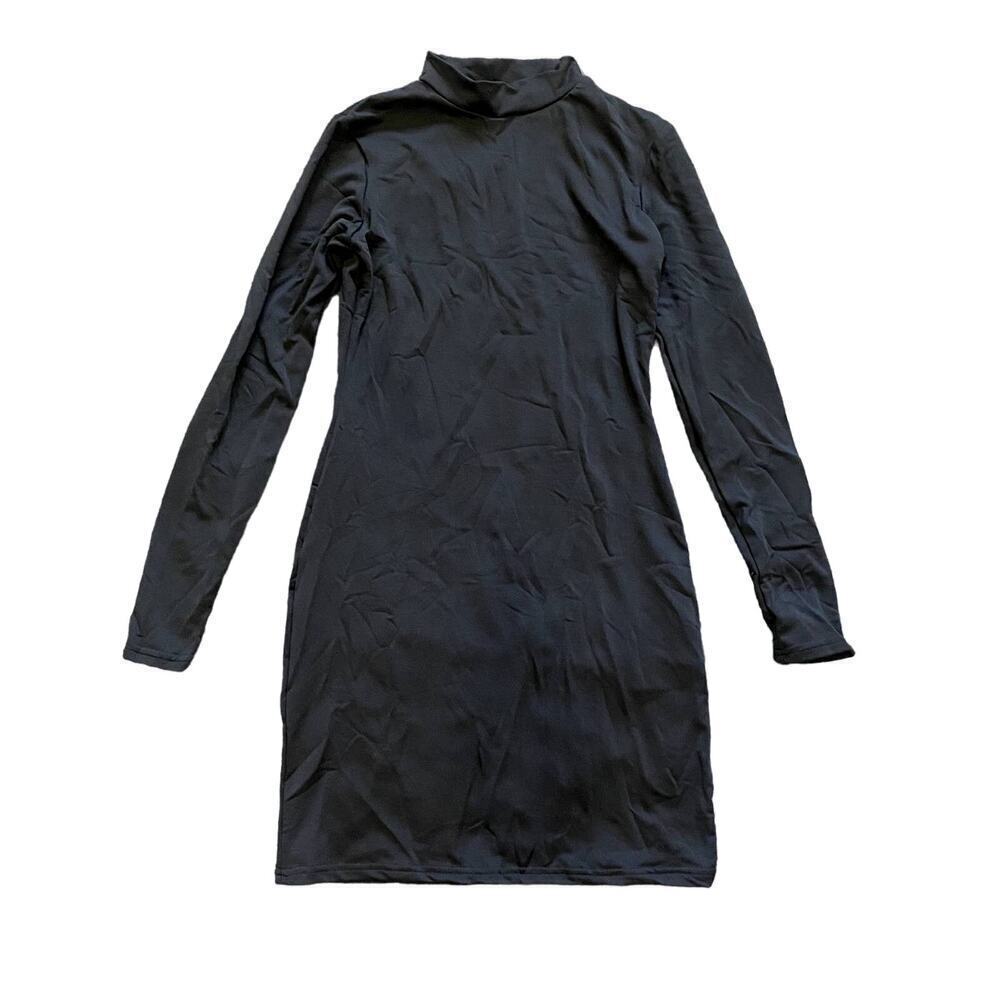 Long Sleeve Mini Bodycon Dress in Black, Size M​​​​
